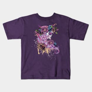 Sugar Skull Girl in Flower Crown Kids T-Shirt